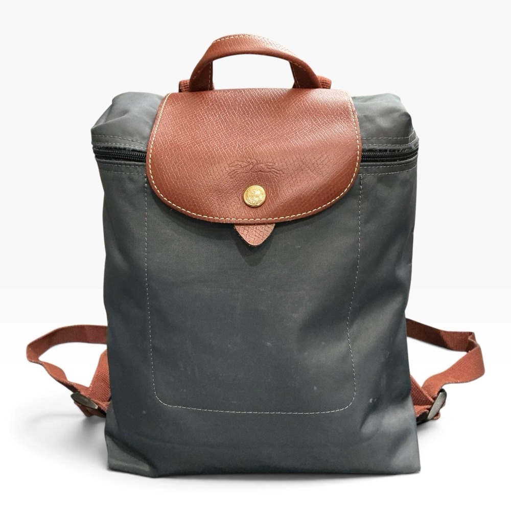 Longchamp Le Pliage Sac A Dos Vintage Y2K Nylon Leather Backpack Rare